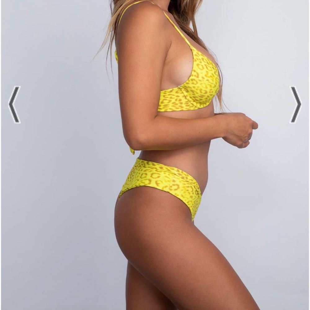 SKATIE Kate Bikini Top in Tulum Neon Yellow Cheetah Leopard Print XL - Picture 9 of 9